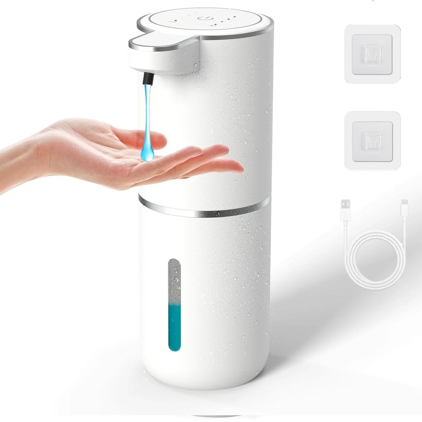 Automatic Liquid Soap Dispenser, 380ML USB Rechargeable Touchless Dispenser Electric Wall Mounted 4 Levels Adjustable Liquid Soap Dispenser Pump for Bathroom Kitchen Dish Soap